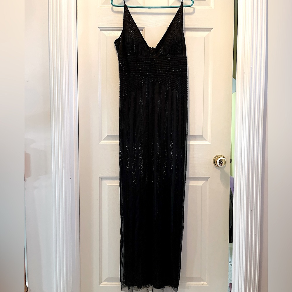 Adrianna Pappel Black Beaded Dress Size 12